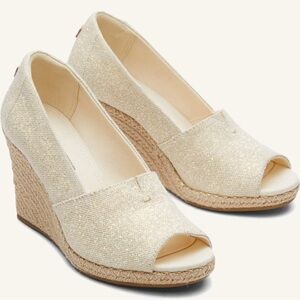 Toms Dark Natural Metallic Wedges 9